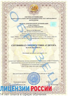 Образец сертификата соответствия аудитора №ST.RU.EXP.00006191-1 Спасск-Дальний Сертификат ISO 50001
