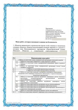 Приложение к свидетельству о допуске к определенному виду или видам работ Спасск-Дальний СРО в проектировании