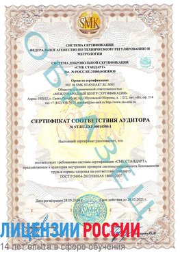 Образец сертификата соответствия аудитора №ST.RU.EXP.00014300-1 Спасск-Дальний Сертификат OHSAS 18001