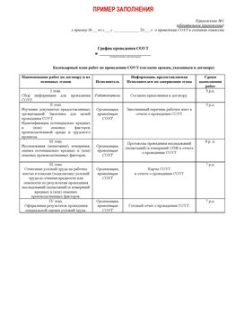 Пример заполнения графика (График проведения СОУТ) Спасск-Дальний Аттестация рабочих мест